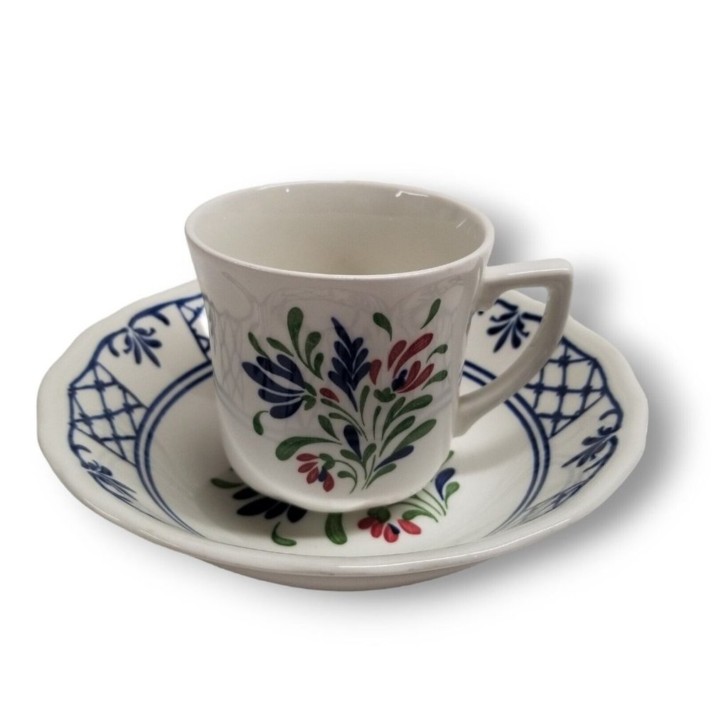 Johnson Brothers Provincial Ironstone Cup and Saucer Teacup Floral Flowers Tea
